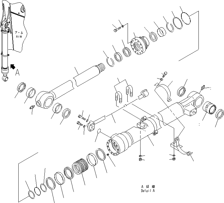 Схема запчастей Komatsu PC228US-3E0 - ЦИЛИНДР КОВША (КОМПЛЕКТ) ОСНОВН. КОМПОНЕНТЫ И РЕМКОМПЛЕКТЫ