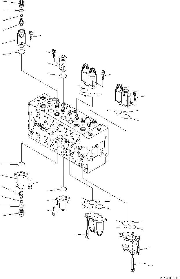Схема запчастей Komatsu PC228US-3E0 - ОСНОВН. КЛАПАН (7-СЕКЦИОНН.) (/9) ОСНОВН. КОМПОНЕНТЫ И РЕМКОМПЛЕКТЫ
