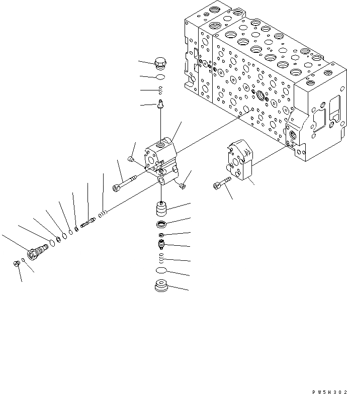 Схема запчастей Komatsu PC228US-3E0 - ОСНОВН. КЛАПАН (7-СЕКЦИОНН.) (/9) ОСНОВН. КОМПОНЕНТЫ И РЕМКОМПЛЕКТЫ