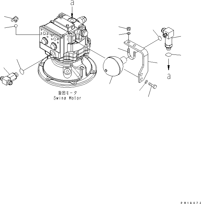 Схема запчастей Komatsu PC228USLC-3N-YP - МОТОР ПОВОРОТА СОЕД-Е(№-) ПОВОРОТН. КРУГ И КОМПОНЕНТЫ