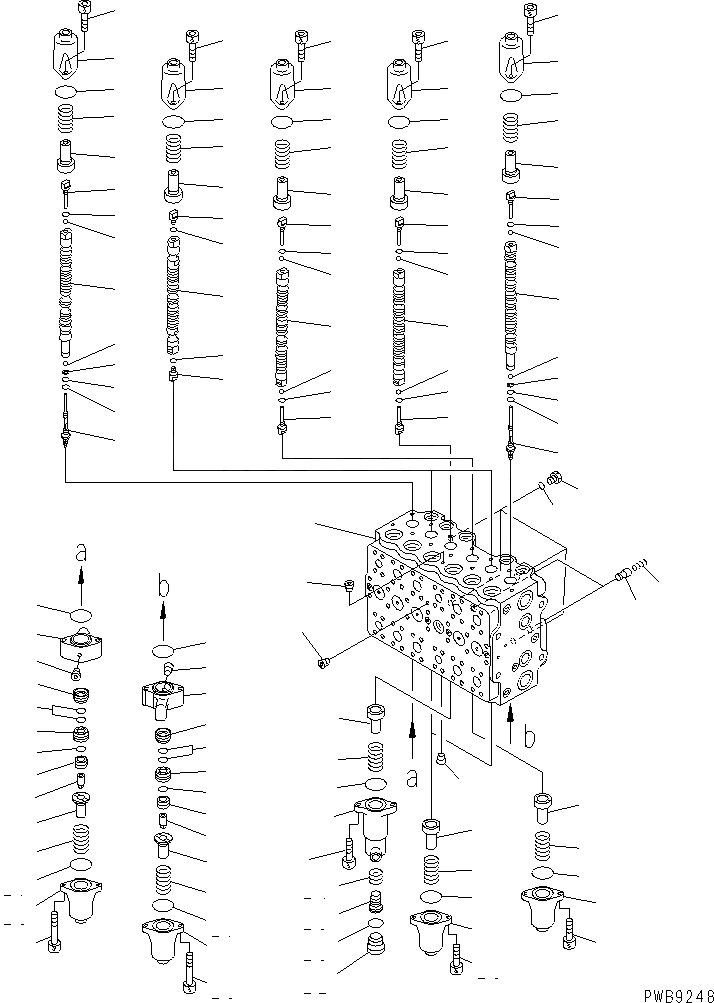 Схема запчастей Komatsu PC228UU-1 - ОСНОВН. КЛАПАН (/9) (ДЛЯ MONO-СТРЕЛА)(№-9) ОСНОВН. КОМПОНЕНТЫ И РЕМКОМПЛЕКТЫ