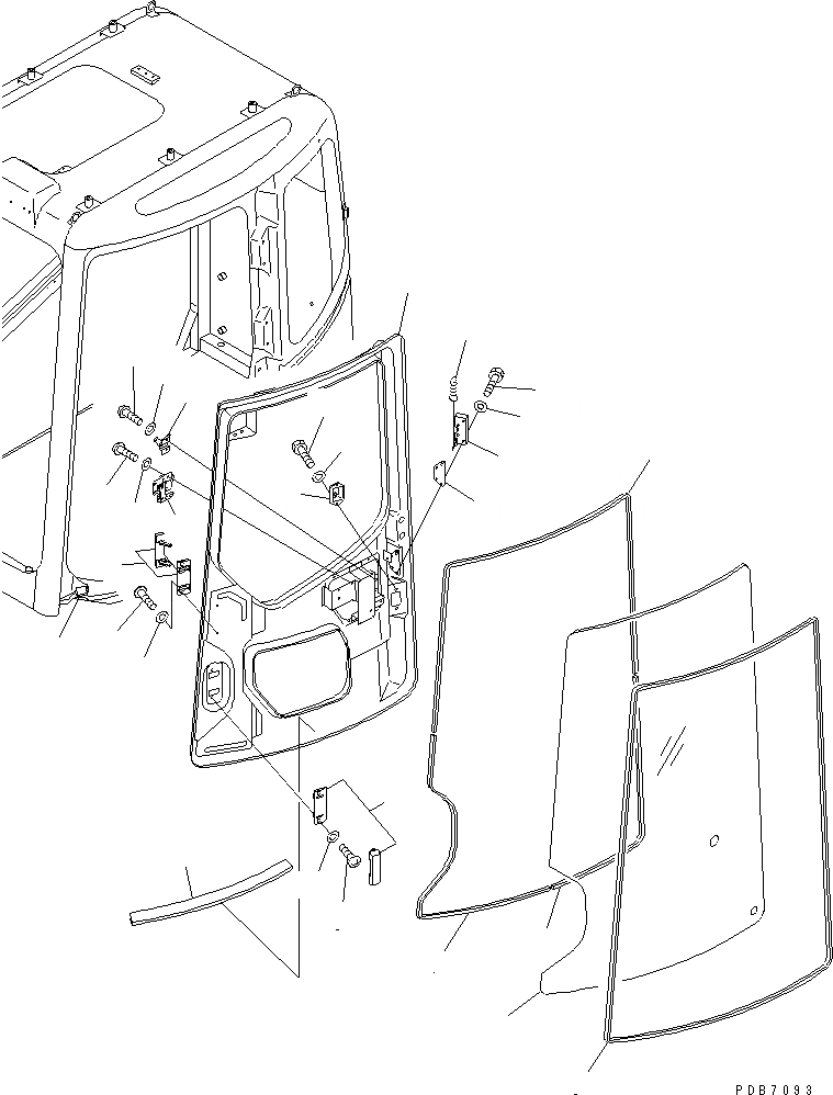 Схема запчастей Komatsu PC228UU-1-MO - КАБИНА (ДВЕРЬ)(№-) КАБИНА ОПЕРАТОРА И СИСТЕМА УПРАВЛЕНИЯ