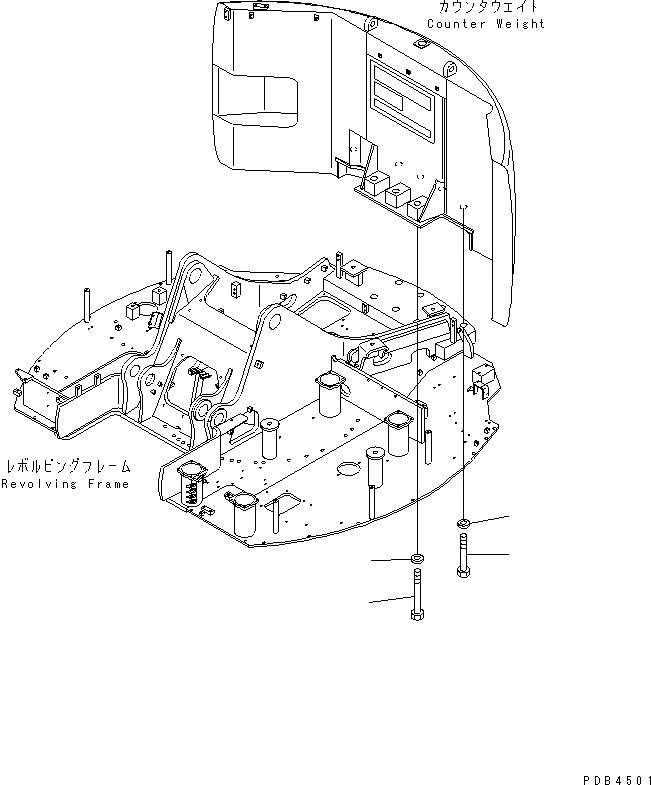 Схема запчастей Komatsu PC228UU-1-MO - КРЕПЛЕНИЕ ПРОТИВОВЕСА(№-7) ЧАСТИ КОРПУСА