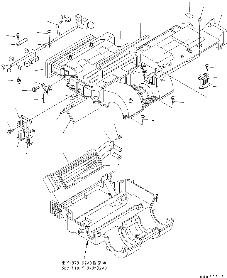 Схема запчастей Komatsu PC228US-3N-YG - БЛОК КОНДИЦИОНЕРА (/) (РУЧН. КОНДИЦ. ВОЗДУХА) ОСНОВН. КОМПОНЕНТЫ И РЕМКОМПЛЕКТЫ