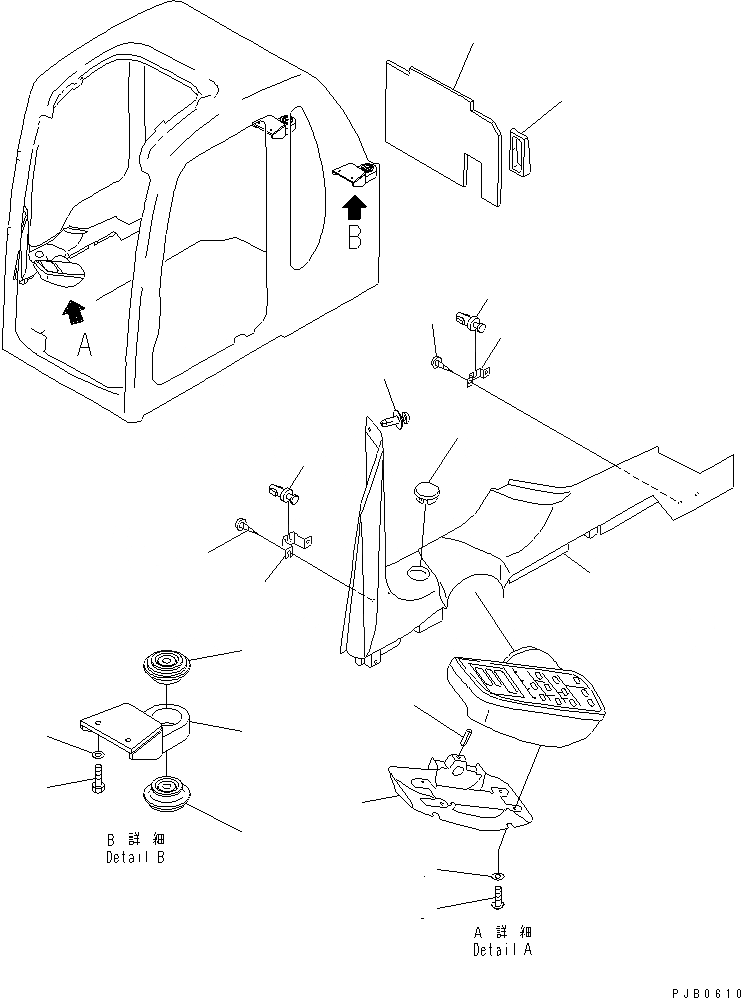 Схема запчастей Komatsu PC230-6 - КАБИНА (HI-КРЕПЛЕНИЕ) (КРЫШКА ПАНЕЛИ С МОНИТОРОМ)(№-8) КАБИНА ОПЕРАТОРА И СИСТЕМА УПРАВЛЕНИЯ