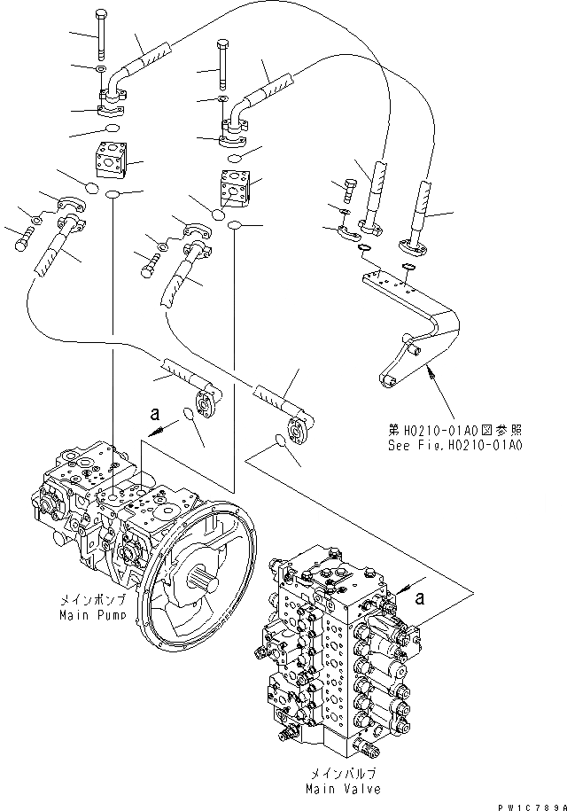 Схема запчастей Komatsu PC230-7-AA - ЛИНИЯ ПОДАЧИ ГИДРАВЛИКА