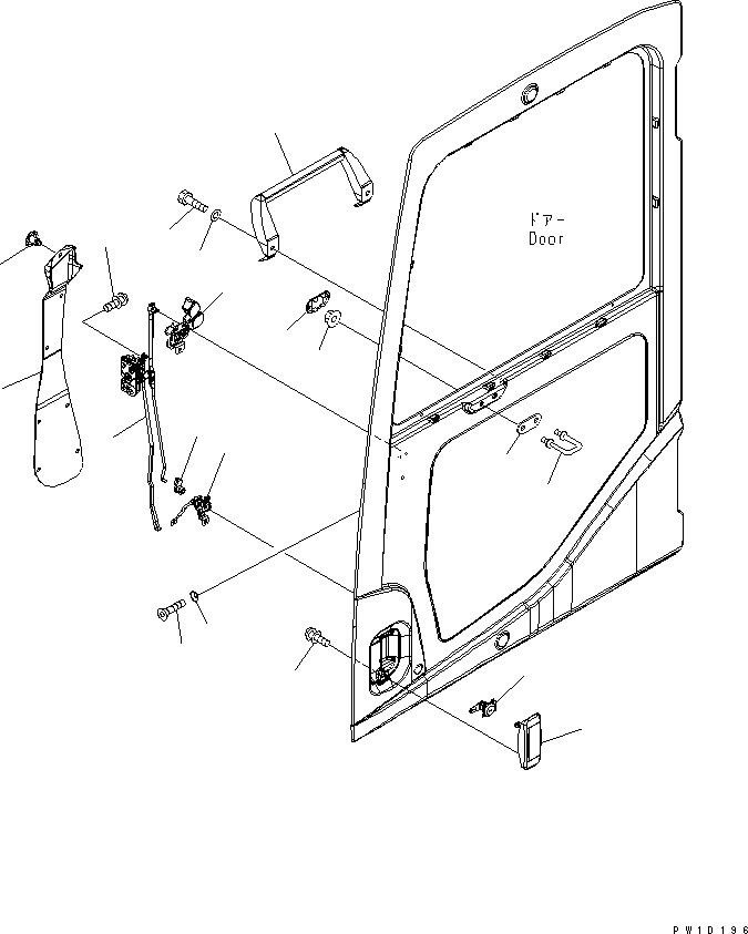 Схема запчастей Komatsu PC230-7-AA - КАБИНА (ЗАМОК ДВЕРИ)(№-) КАБИНА ОПЕРАТОРА И СИСТЕМА УПРАВЛЕНИЯ