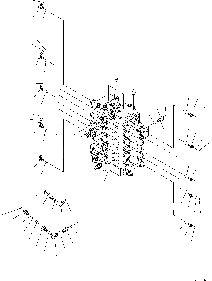 Схема запчастей Komatsu PC230LC-7-BA - ОСНОВН. КЛАПАН (СОЕДИНИТЕЛЬН. ЧАСТИ) (/) ГИДРАВЛИКА