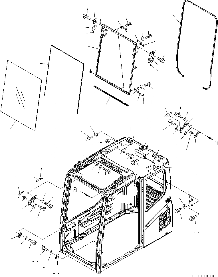 Схема запчастей Komatsu PC230LC-7-BA - КАБИНА (ПЕРЕДН. ОКНА)(№-) КАБИНА ОПЕРАТОРА И СИСТЕМА УПРАВЛЕНИЯ