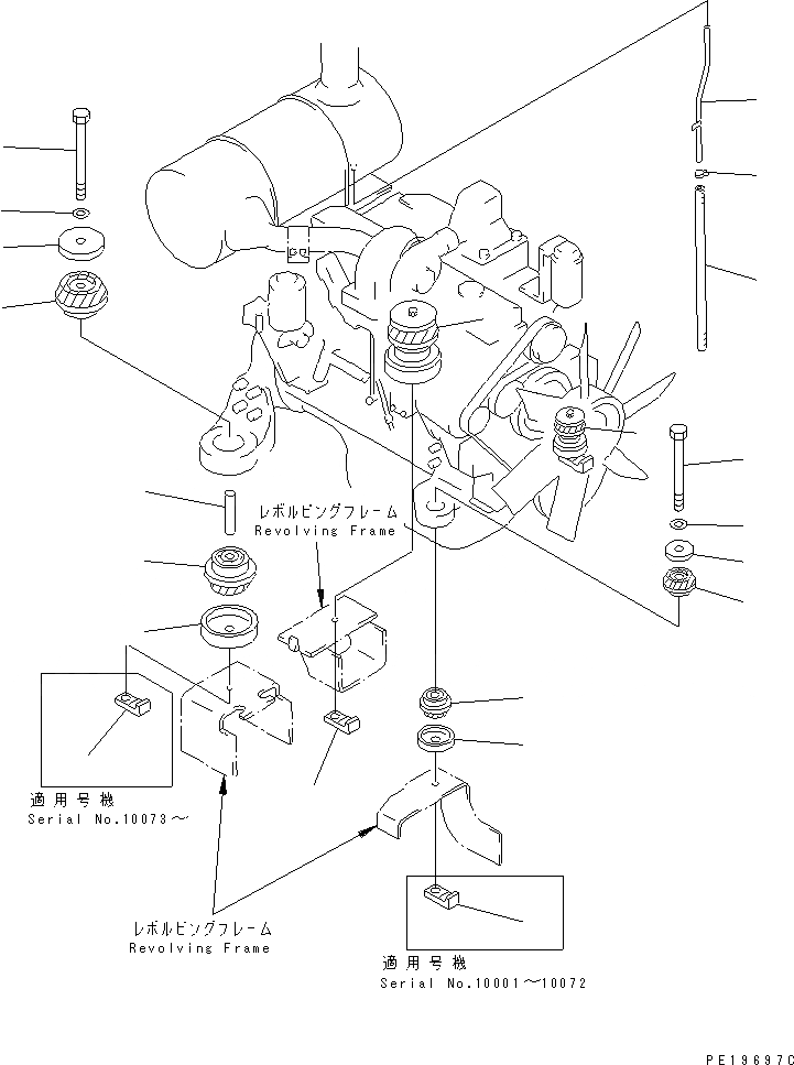 Схема запчастей Komatsu PC230LC-6 - КРЕПЛЕНИЕ ДВИГАТЕЛЯ(№-) КОМПОНЕНТЫ ДВИГАТЕЛЯ