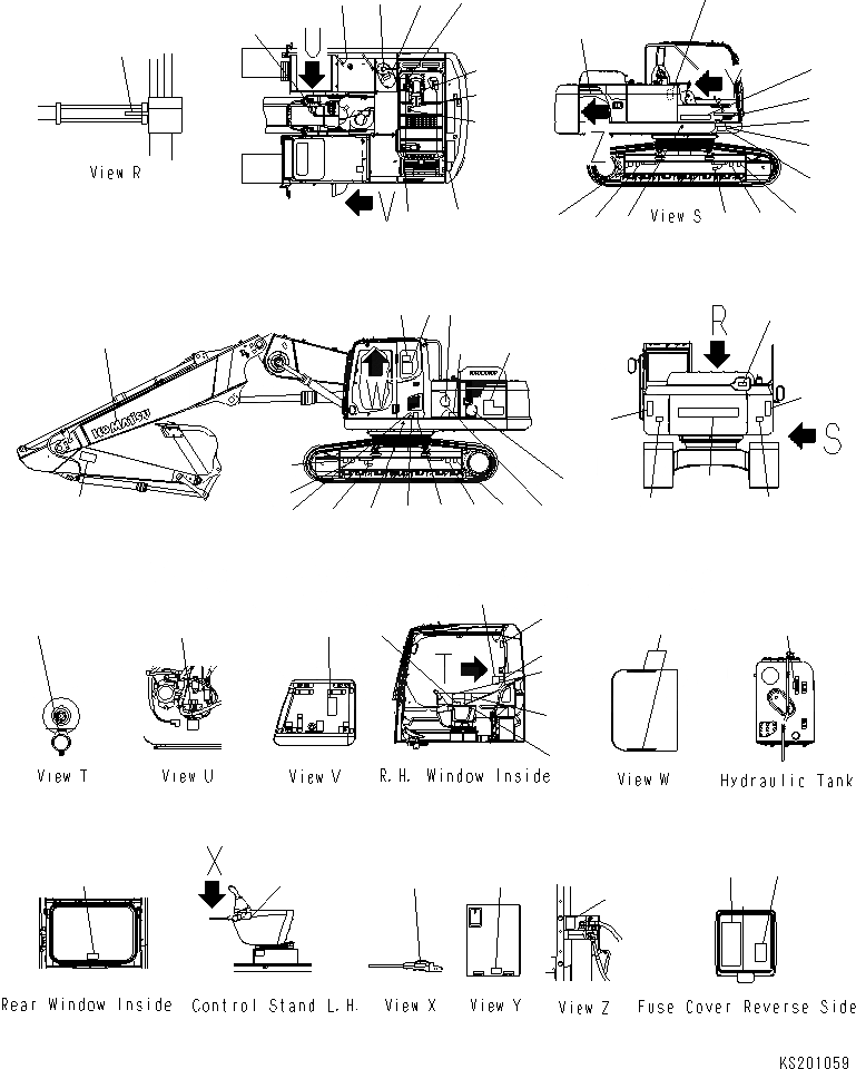 Схема запчастей Komatsu PC230NHD-8K - МАРКИРОВКА (NHD) (ДЛЯ 2-СЕКЦИОНН. СТРЕЛЫ) U МАРКИРОВКА