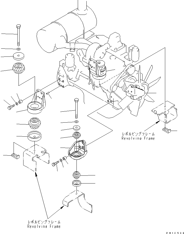 Схема запчастей Komatsu PC230NHD-7K - КРЕПЛЕНИЕ ДВИГАТЕЛЯ (КОРПУС И ПОДУШКИ) КОМПОНЕНТЫ ДВИГАТЕЛЯ