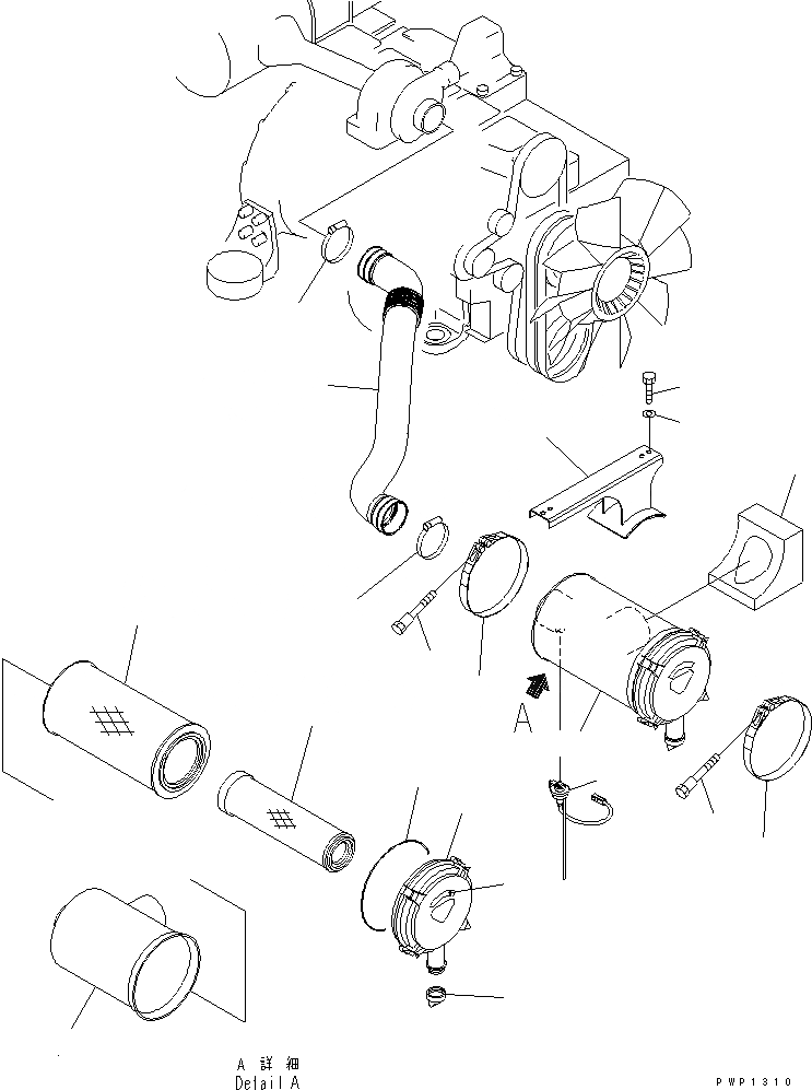 Схема запчастей Komatsu PC230NHD-7K - ВОЗДУХООЧИСТИТЕЛЬ И СОЕДИН-Е КОМПОНЕНТЫ ДВИГАТЕЛЯ