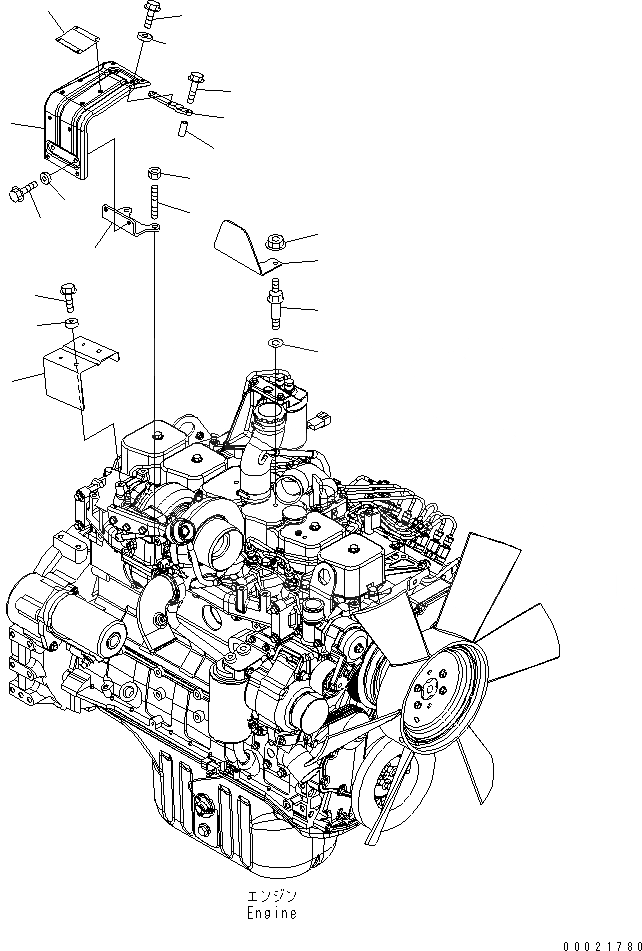 Схема запчастей Komatsu PC230NHD-7K - TURBO COVER КОМПОНЕНТЫ ДВИГАТЕЛЯ