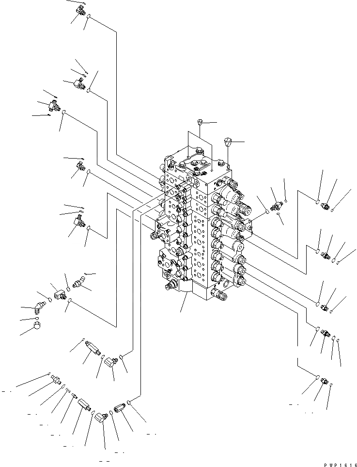 Схема запчастей Komatsu PC230NHD-7K - ОСНОВН. КЛАПАН (СОЕДИНИТЕЛЬН. ЧАСТИ) (/) (ДЛЯ 1-СЕКЦИОНН. СТРЕЛЫ НАВЕСН.ОБОРУД) ГИДРАВЛИКА