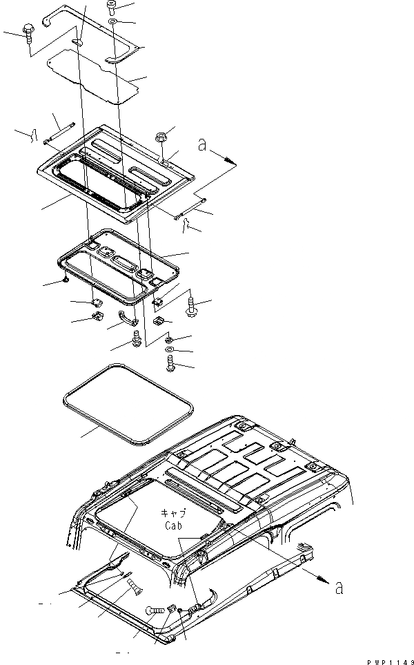 Схема запчастей Komatsu PC230NHD-7K - КАБИНА (ОКНО В КРЫШЕ)(№K-K7) КАБИНА ОПЕРАТОРА И СИСТЕМА УПРАВЛЕНИЯ