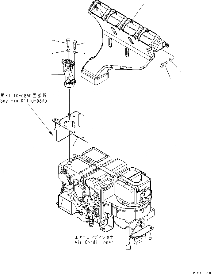 Схема запчастей Komatsu PC230NHD-7K - КОНДИЦ. ВОЗДУХА (ЗАДН. ВОЗДУХОВОД) КАБИНА ОПЕРАТОРА И СИСТЕМА УПРАВЛЕНИЯ