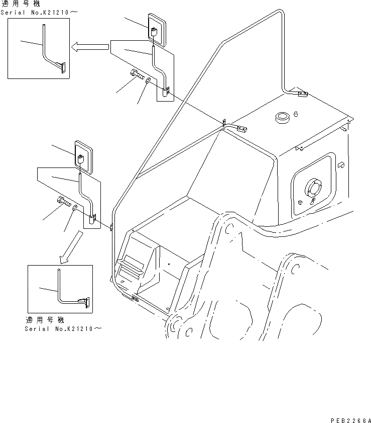 Схема запчастей Komatsu PC240-5K - ЗАДН. VIEW MIRROR¤ ПРАВ. (ТРЕБ-Я ПО БЕЗОПАСНОСТИ ЕС)(№K7-) ЧАСТИ КОРПУСА