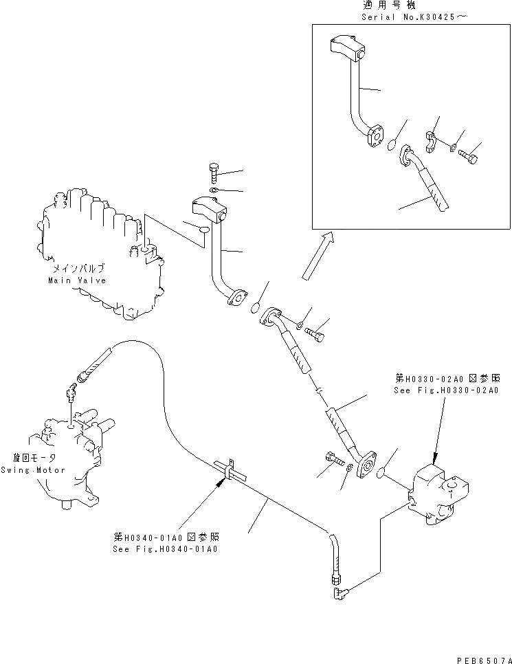 Схема запчастей Komatsu PC240-6K - ВОЗВРАТНАЯ ЛИНИЯ(ШЛАНГИ)(№K-K999) ГИДРАВЛИКА