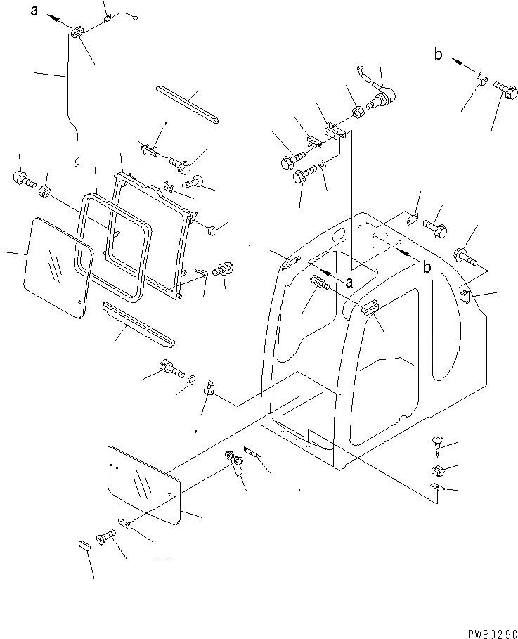 Схема запчастей Komatsu PC240-6K - КАБИНА (ПЕРЕДН. ОКНА)(№K-K) КАБИНА ОПЕРАТОРА И СИСТЕМА УПРАВЛЕНИЯ