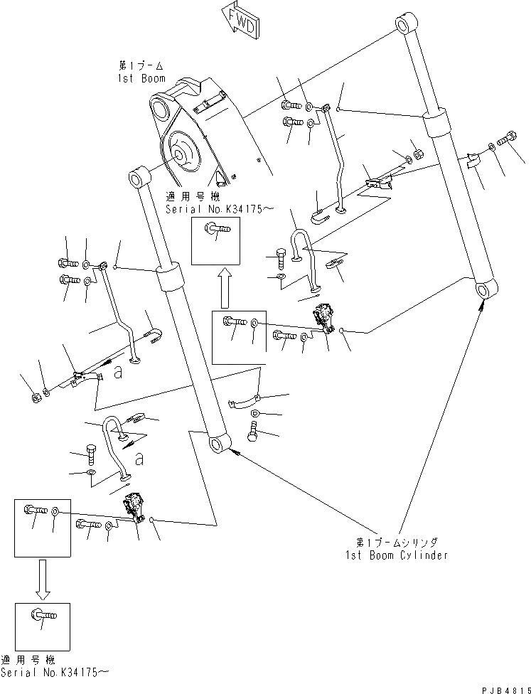 Схема запчастей Komatsu PC240-6K - СТРЕЛА (RAISE ЛИНИЯ) (2-СЕКЦИОНН. СТРЕЛА) РАБОЧЕЕ ОБОРУДОВАНИЕ