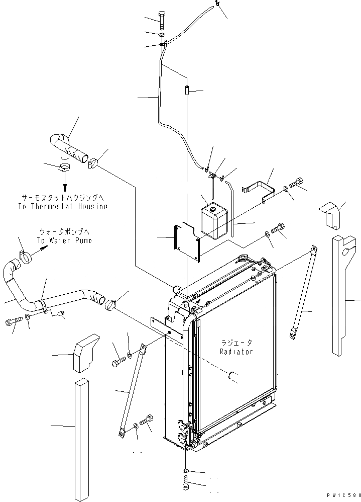 Схема запчастей Komatsu PC240LC-7K - ОХЛАЖД-Е (СИСТЕМА ТРУБ РАДИАТОРА¤ ВТОРИЧН. БАК И КРЕПЛЕНИЕ РАДИАТОРА) СИСТЕМА ОХЛАЖДЕНИЯ