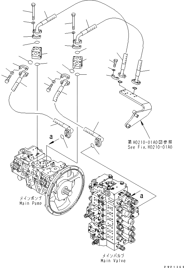 Схема запчастей Komatsu PC240LC-7K - ЛИНИЯ ПОДАЧИ ГИДРАВЛИКА