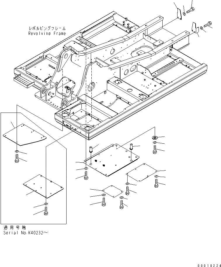 Схема запчастей Komatsu PC240LC-7K - НИЖН. КРЫШКА (ОСНОВНАЯ РАМА) (/) ЧАСТИ КОРПУСА