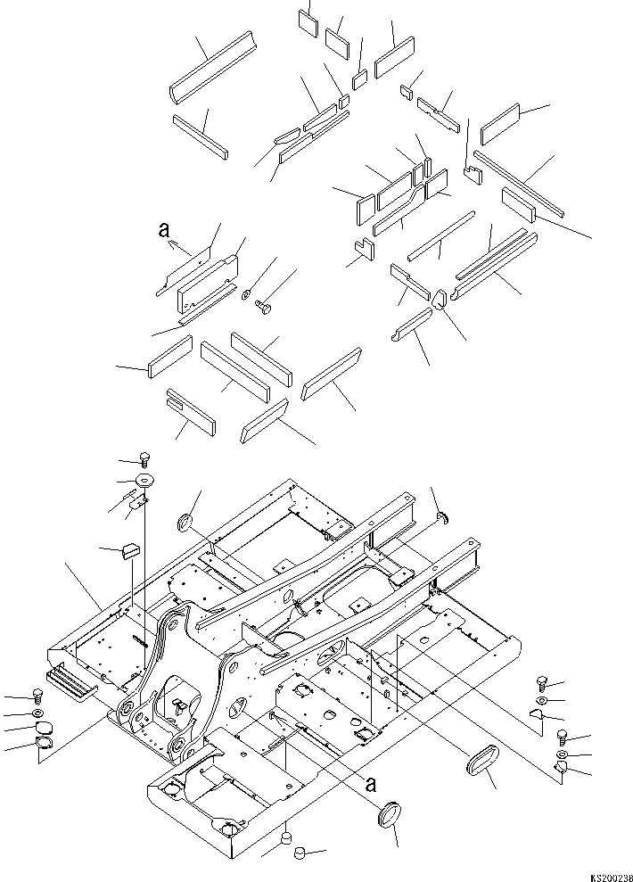 Схема запчастей Komatsu PC240LC-8K - ОСНОВНАЯ РАМА J ОСНОВНАЯ РАМА И ЕЕ ЧАСТИ