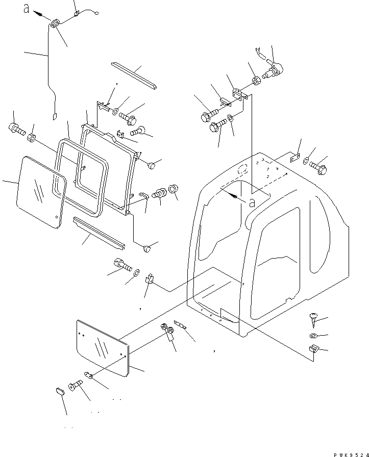 Схема запчастей Komatsu PC240NLC-6K - КАБИНА (ПЕРЕДН. ОКНА)(№K-) КАБИНА ОПЕРАТОРА И СИСТЕМА УПРАВЛЕНИЯ