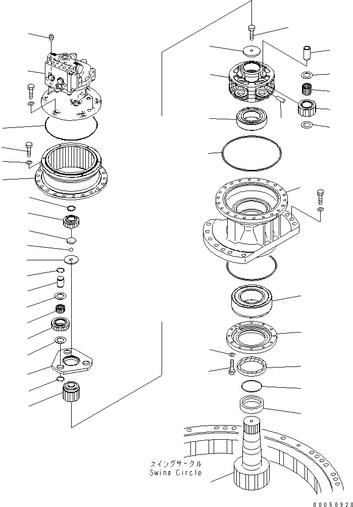 Схема запчастей Komatsu PC240NLC-8K - МЕХАНИЗМ ПОВОРОТА (МОТОР И MACHINERY) N ПОВОРОТН. КРУГ И КОМПОНЕНТЫ