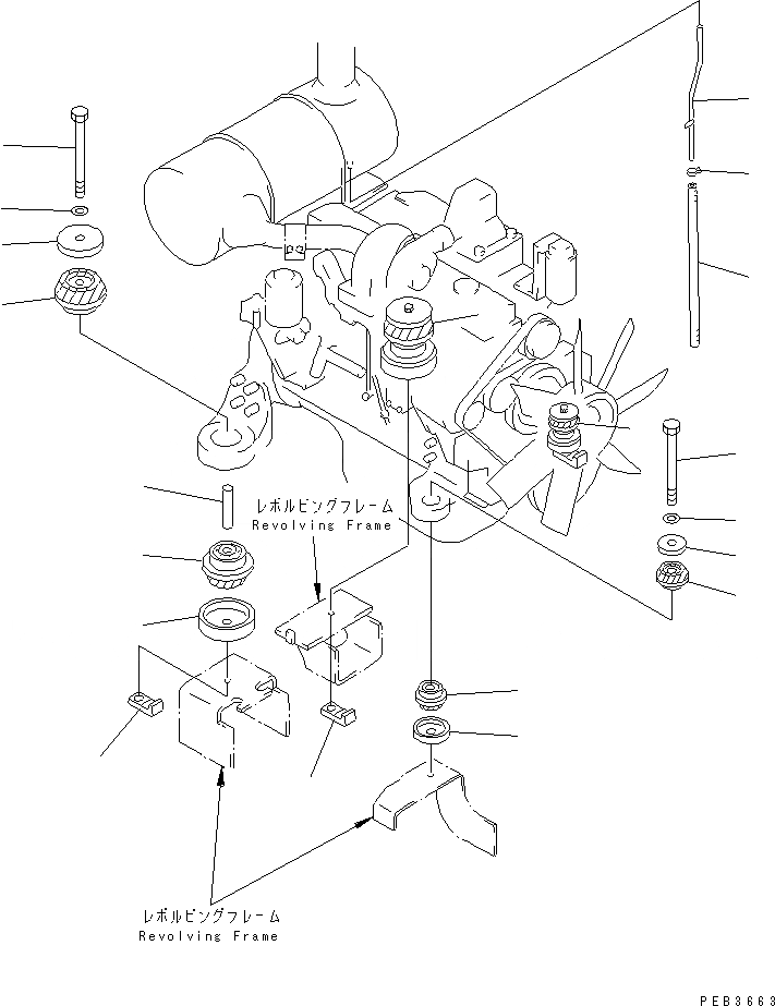 Схема запчастей Komatsu PC250-6 - КРЕПЛЕНИЕ ДВИГАТЕЛЯ(№-) КОМПОНЕНТЫ ДВИГАТЕЛЯ