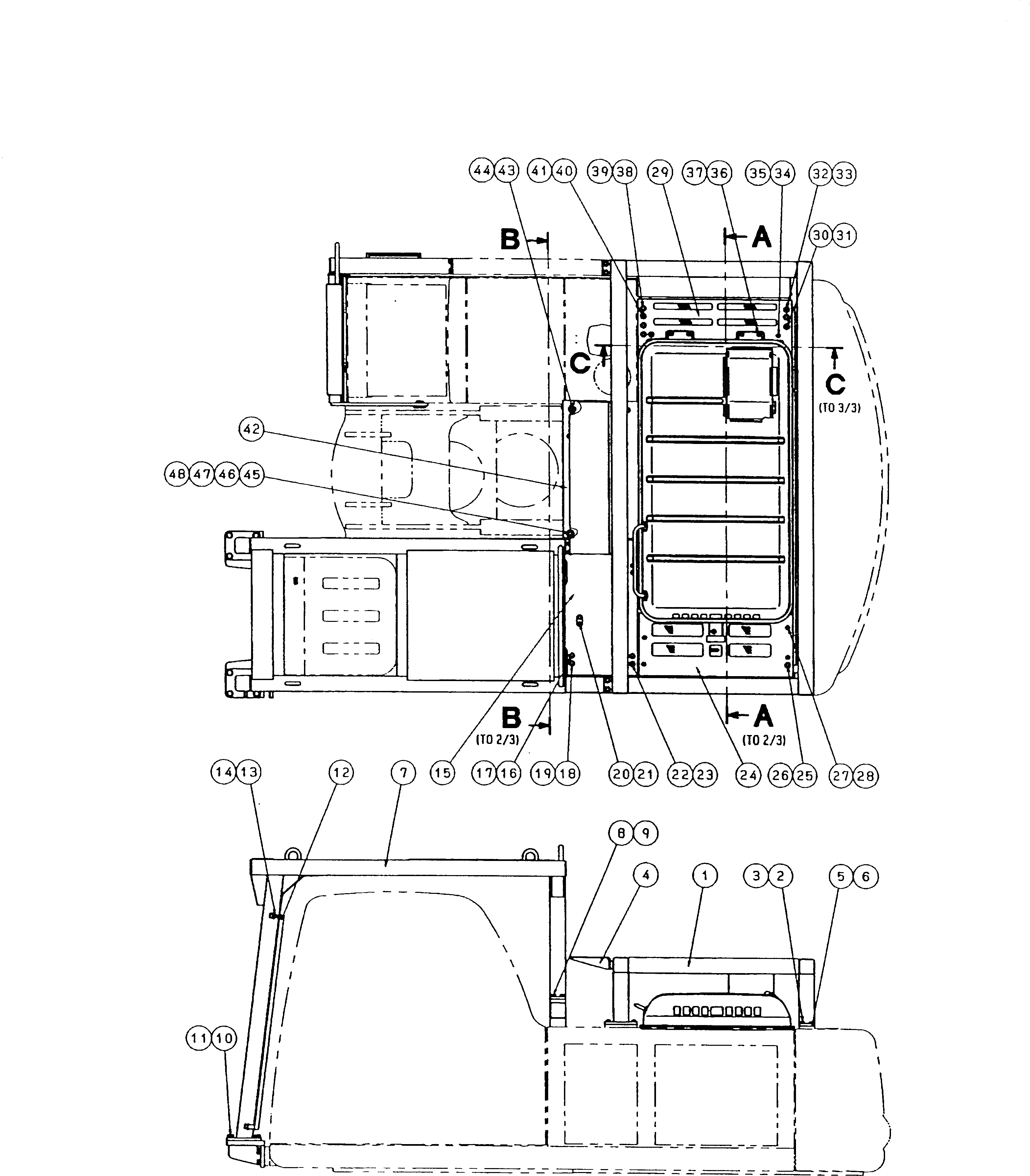 Схема запчастей Komatsu PC250HD-6Z - ЧАСТИ КОРПУСА (КАБИНА¤ /) ЧАСТИ КОРПУСА