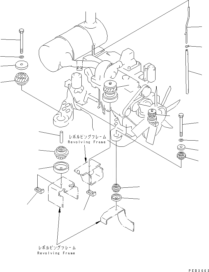Схема запчастей Komatsu PC250LC-6 - КРЕПЛЕНИЕ ДВИГАТЕЛЯ(№-) КОМПОНЕНТЫ ДВИГАТЕЛЯ