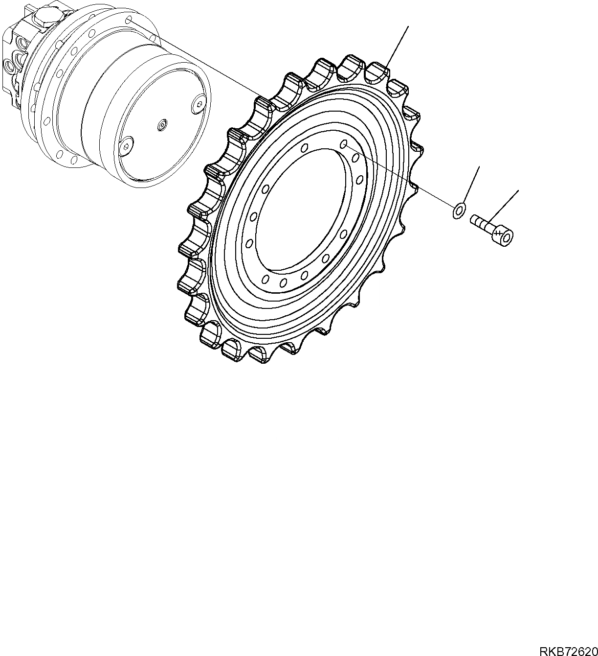 Схема запчастей Komatsu PC26MR-3 - ЗВЕЗДОЧКА НИЖН.CARRIAGE