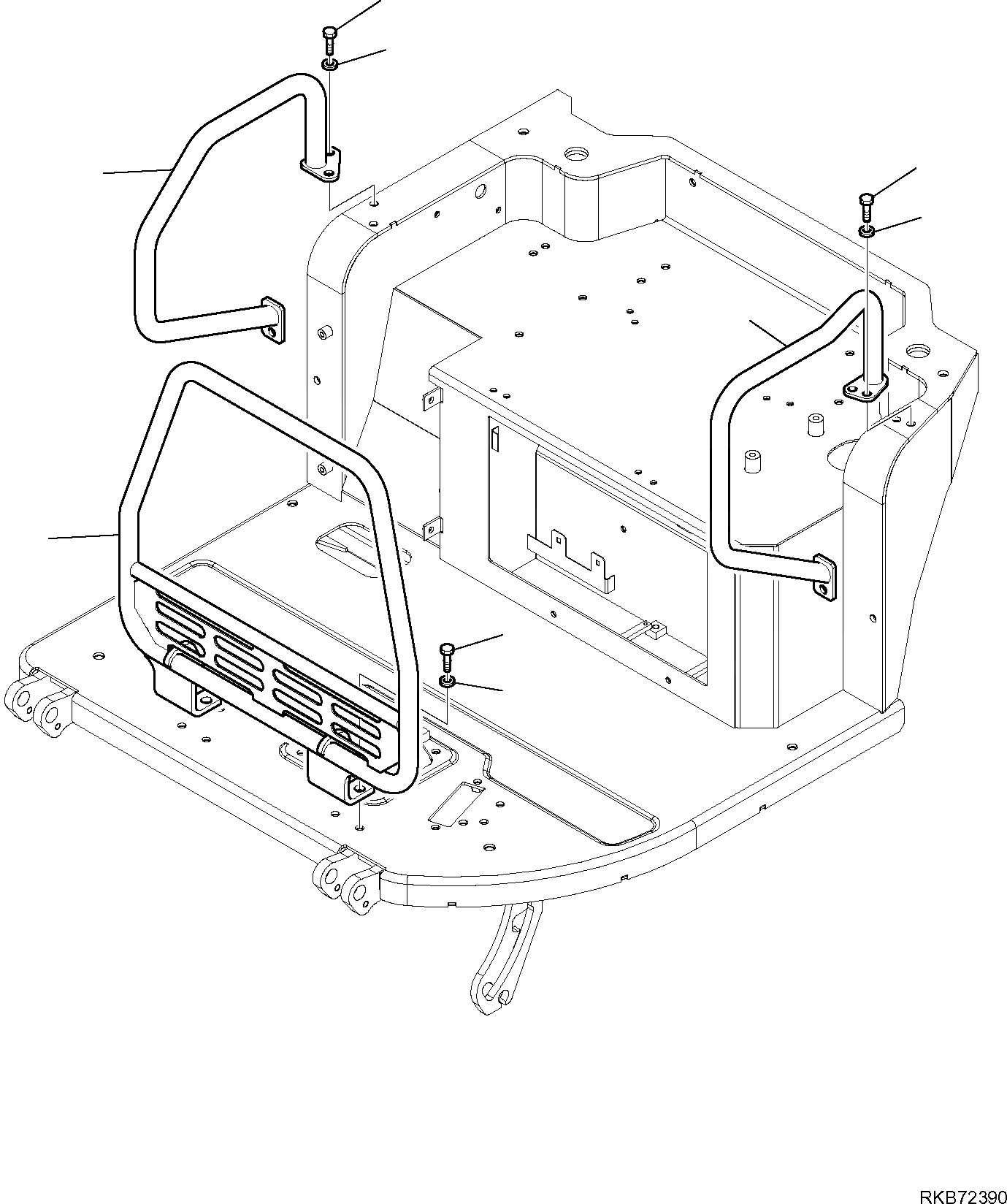 Схема запчастей Komatsu PC26MR-3 - ФРОНТАЛЬНАЯ ЗАЩИТА (НАВЕС) ЧАСТИ КОРПУСА И КАБИНА