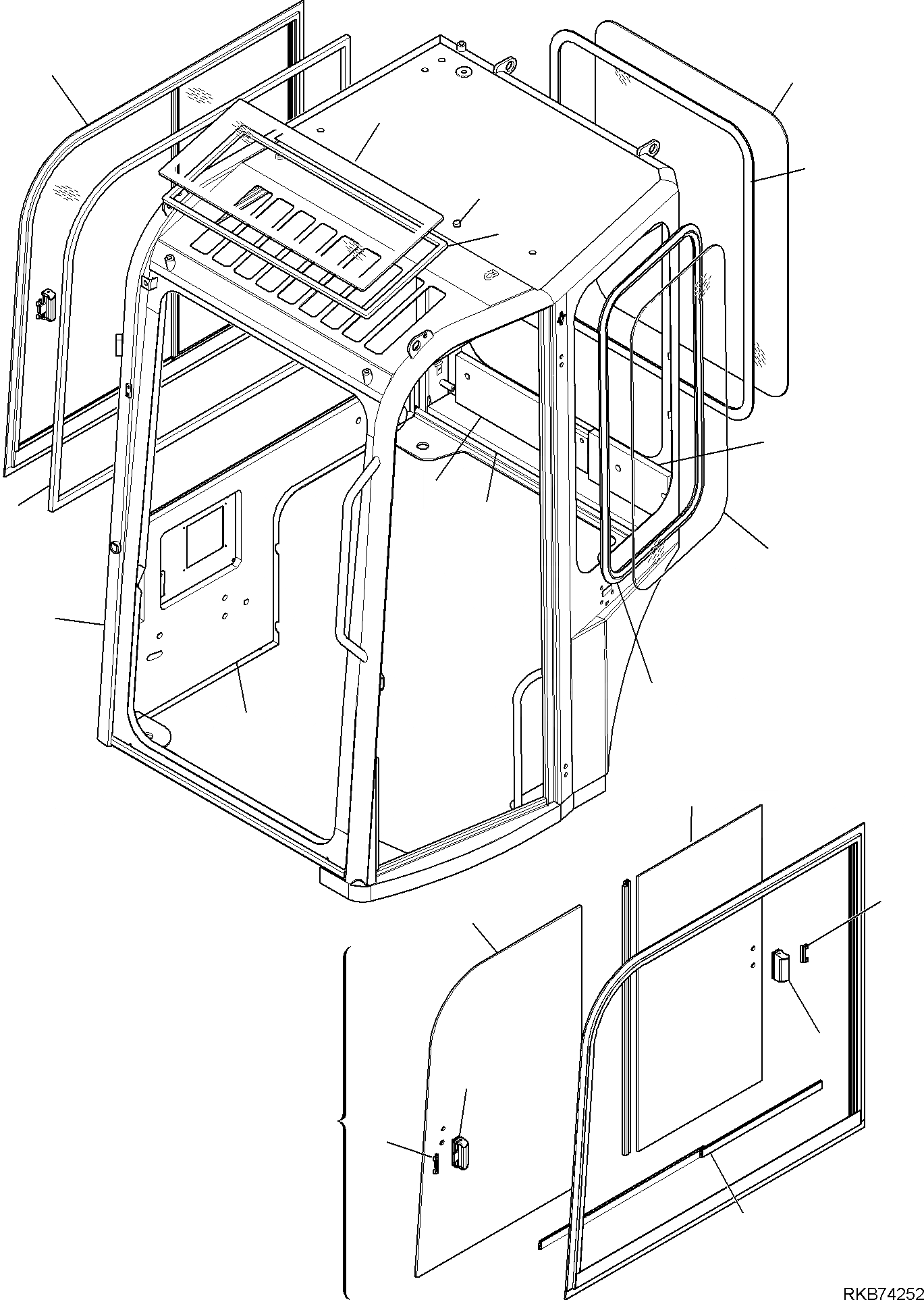 Схема запчастей Komatsu PC26MR-3 - КАБИНА (/) ЧАСТИ КОРПУСА И КАБИНА