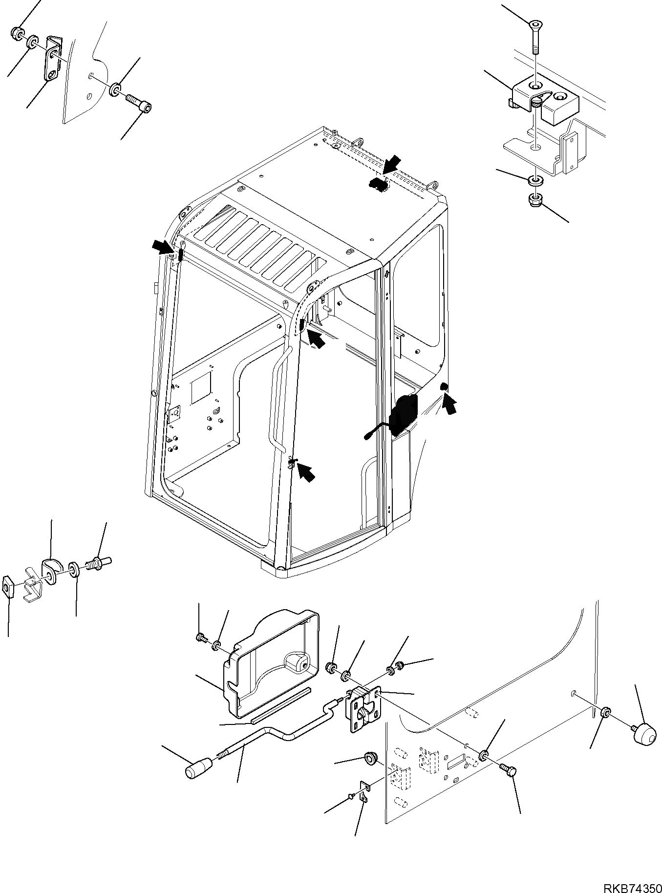 Схема запчастей Komatsu PC26MR-3 - КАБИНА (/) ЧАСТИ КОРПУСА И КАБИНА