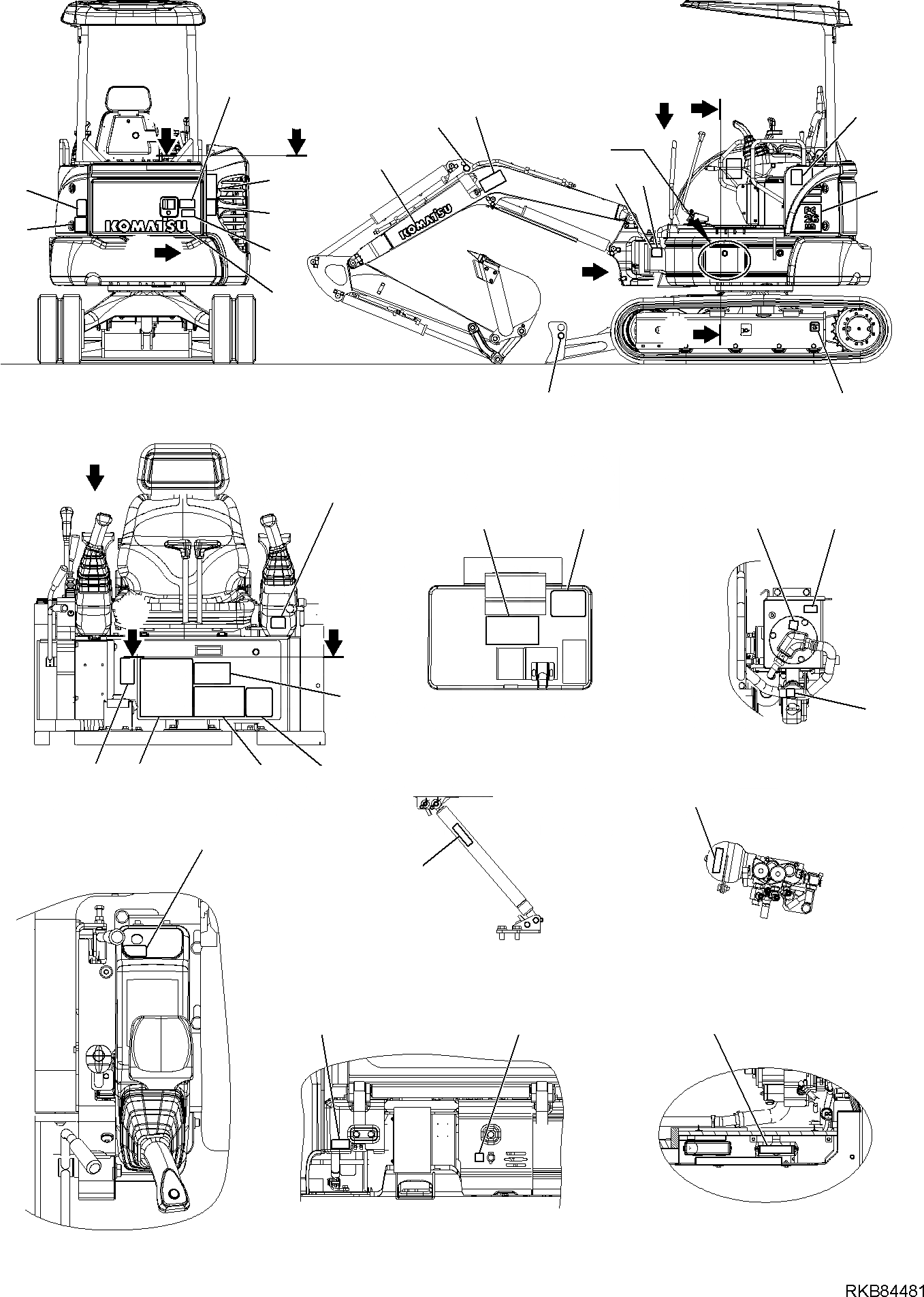 Схема запчастей Komatsu PC26MR-3 - МАРКИРОВКА (НАВЕС) (/) МАРКИРОВКА