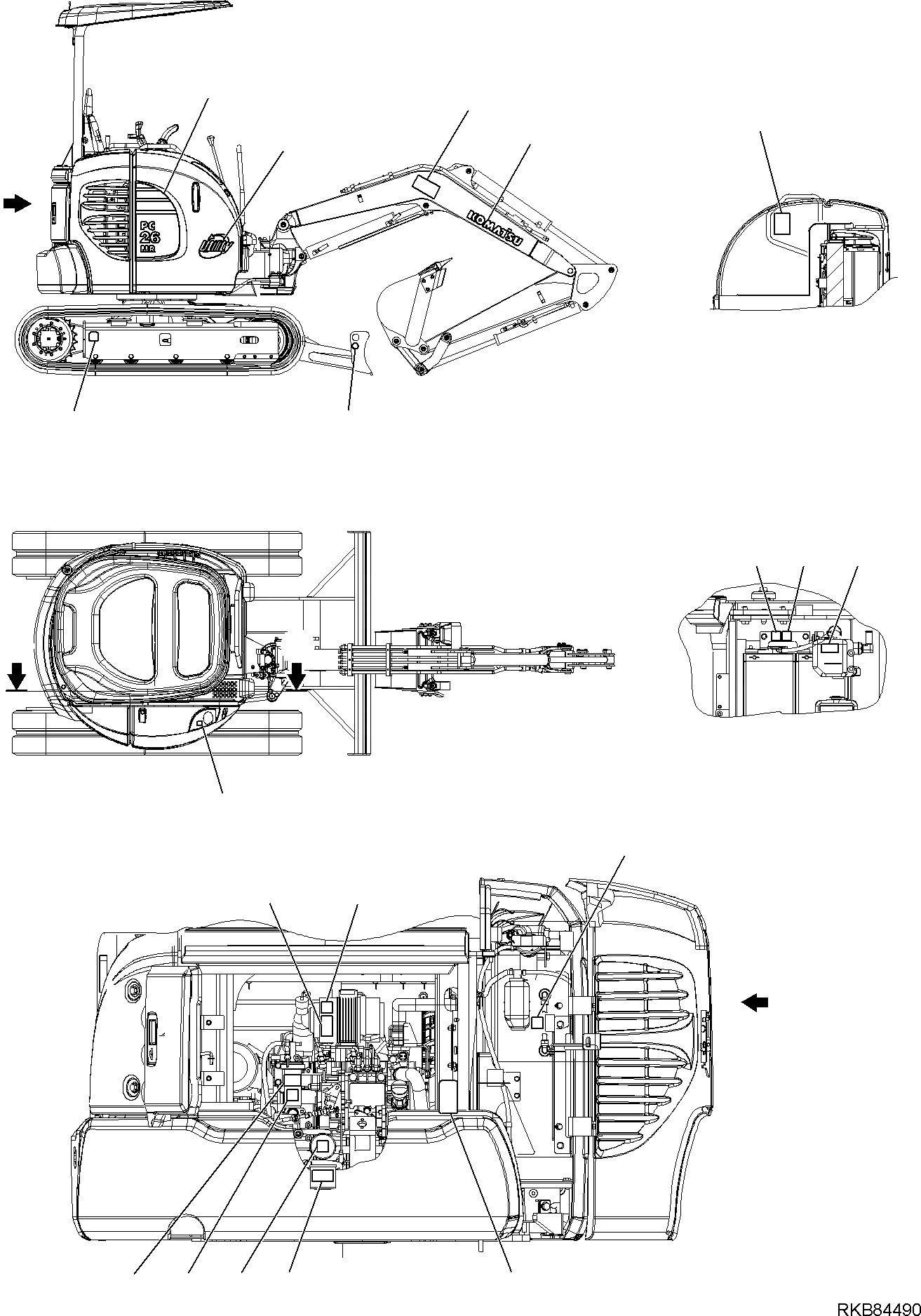 Схема запчастей Komatsu PC26MR-3 - МАРКИРОВКА (НАВЕС) (/) МАРКИРОВКА