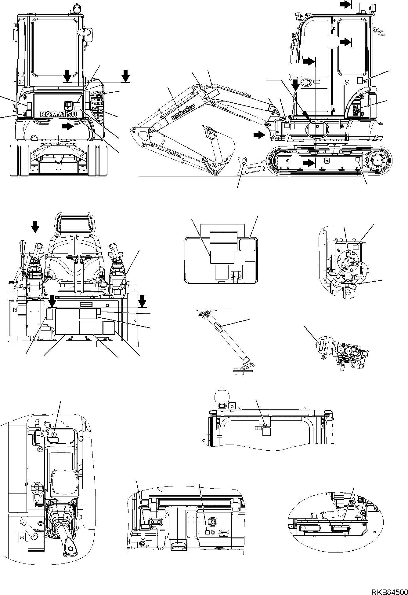 Схема запчастей Komatsu PC26MR-3 - МАРКИРОВКА (КАБИНА) (/) МАРКИРОВКА