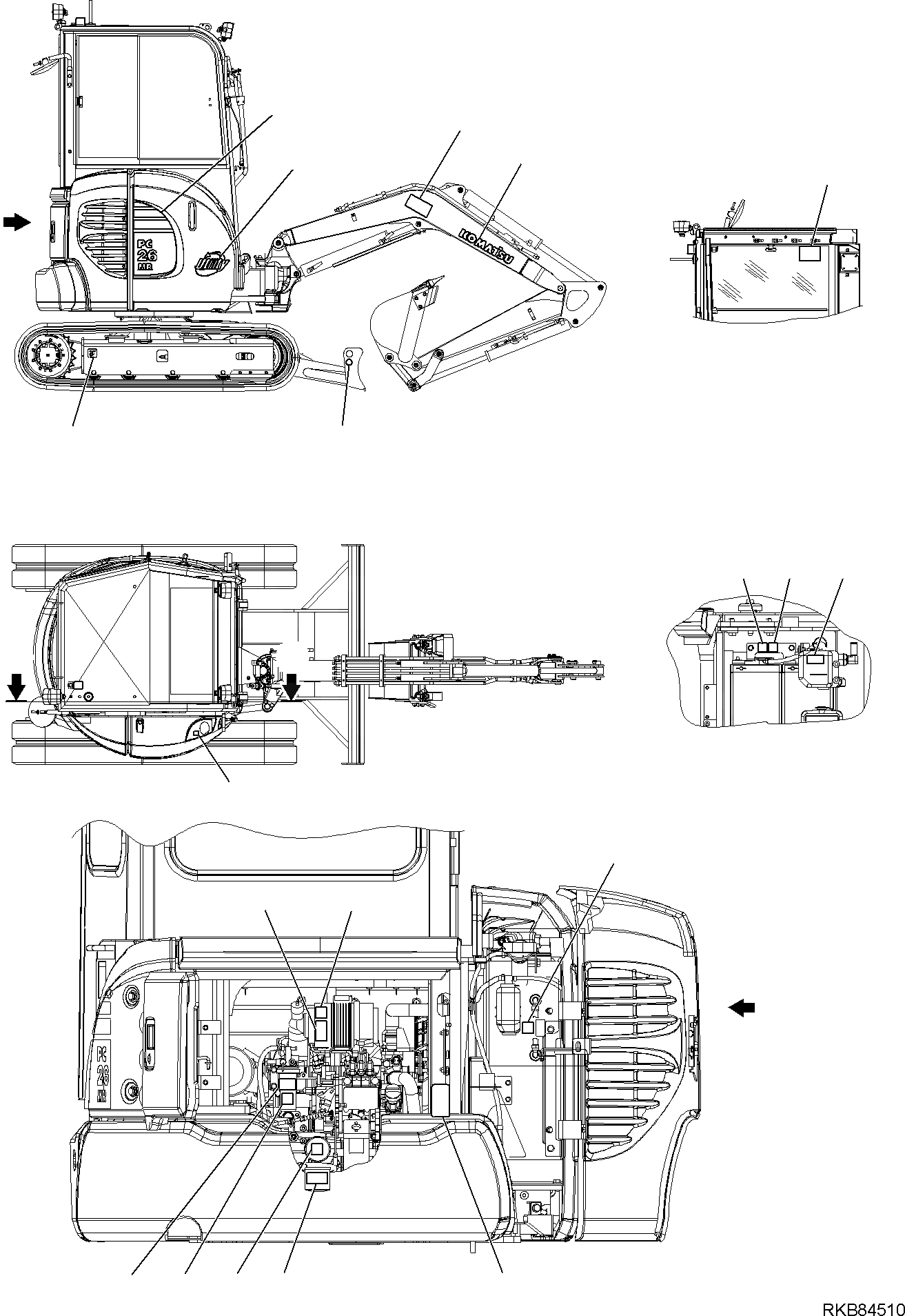 Схема запчастей Komatsu PC26MR-3 - МАРКИРОВКА (КАБИНА) (/) МАРКИРОВКА