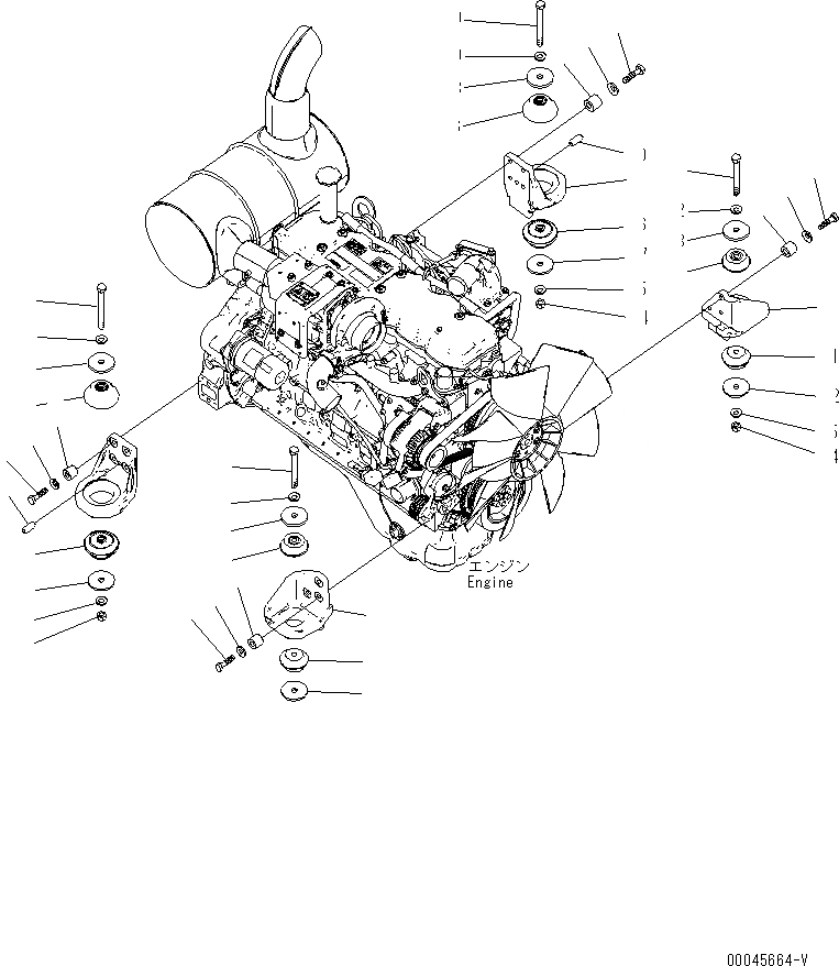 Схема запчастей Komatsu PC270-8 - КРЕПЛЕНИЕ ДВИГАТЕЛЯ(№-) КОМПОНЕНТЫ ДВИГАТЕЛЯ