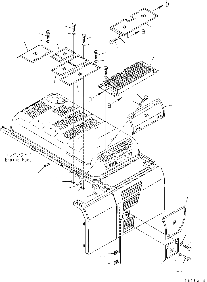 Схема запчастей Komatsu PC270-8 - КАПОТ (NET)(№-) ЧАСТИ КОРПУСА