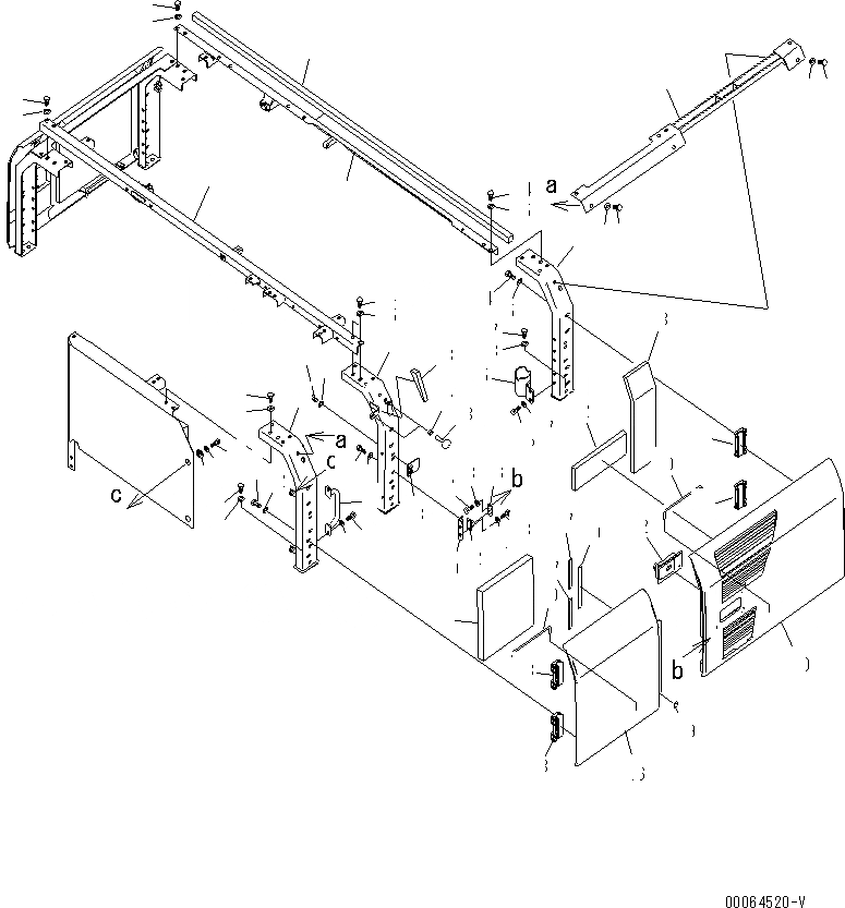 Схема запчастей Komatsu PC270-8 - БОКОВ. КРЫШКА¤ ЛЕВ.(№-) ЧАСТИ КОРПУСА