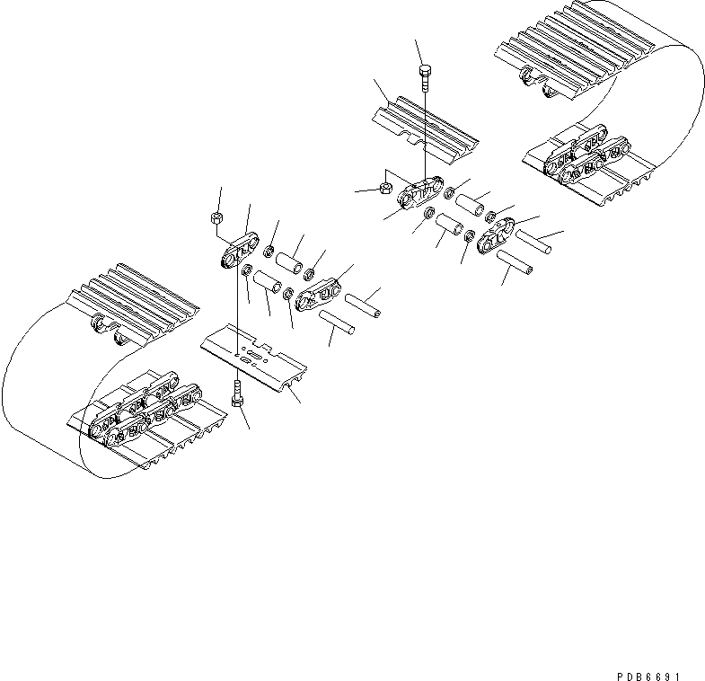 Схема запчастей Komatsu PC270-7 - ГУСЕНИЦЫ (ТРОЙНОЙ ГРУНТОЗАЦЕП. С ОТВЕРСТИЯМИ) (MM ШИР.) ХОДОВАЯ