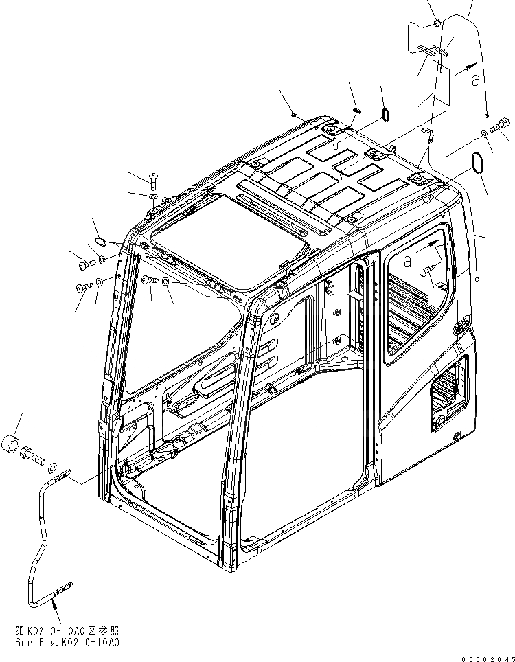 Схема запчастей Komatsu PC270-7-AG - КАБИНА (БОЛТ И ANNTENA) (KOMTRAX)(№-) КАБИНА ОПЕРАТОРА И СИСТЕМА УПРАВЛЕНИЯ