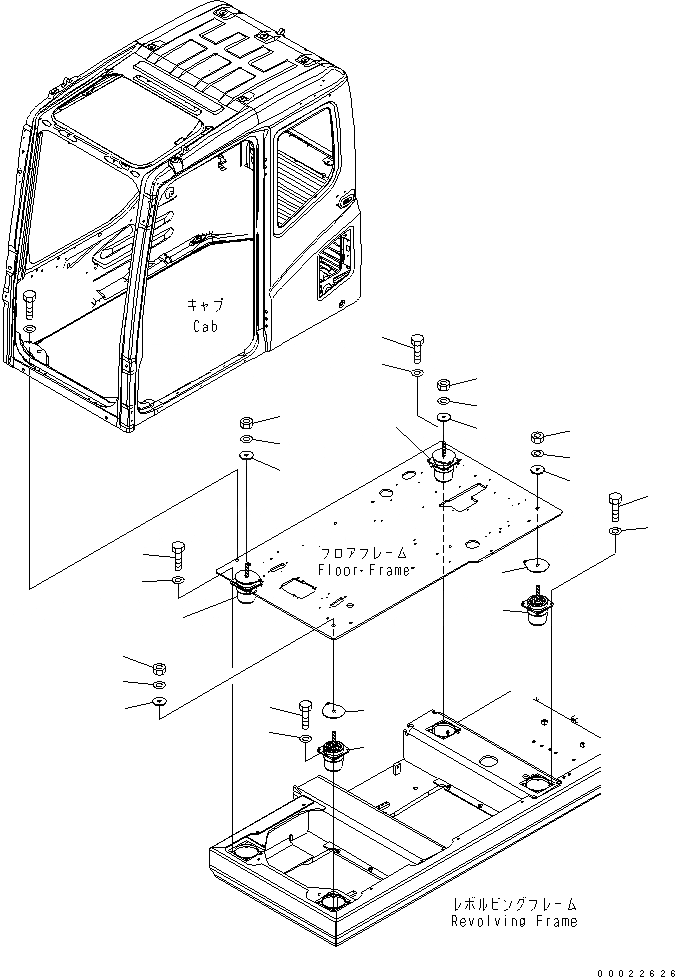 Схема запчастей Komatsu PC270-7-AG - КРЕПЛЕНИЕ ПОЛА(№-) КАБИНА ОПЕРАТОРА И СИСТЕМА УПРАВЛЕНИЯ