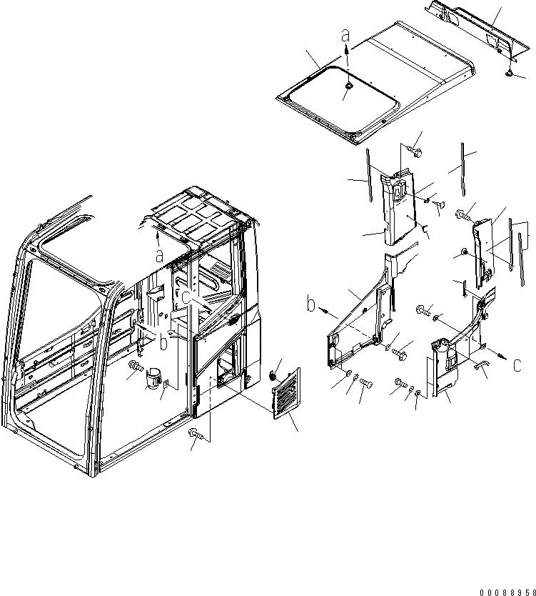 Схема запчастей Komatsu PC270-8 - КАБИНА (КРЫША КРЫШКАAND ВПУСК ВОЗДУХА)(№-) КАБИНА ОПЕРАТОРА И СИСТЕМА УПРАВЛЕНИЯ