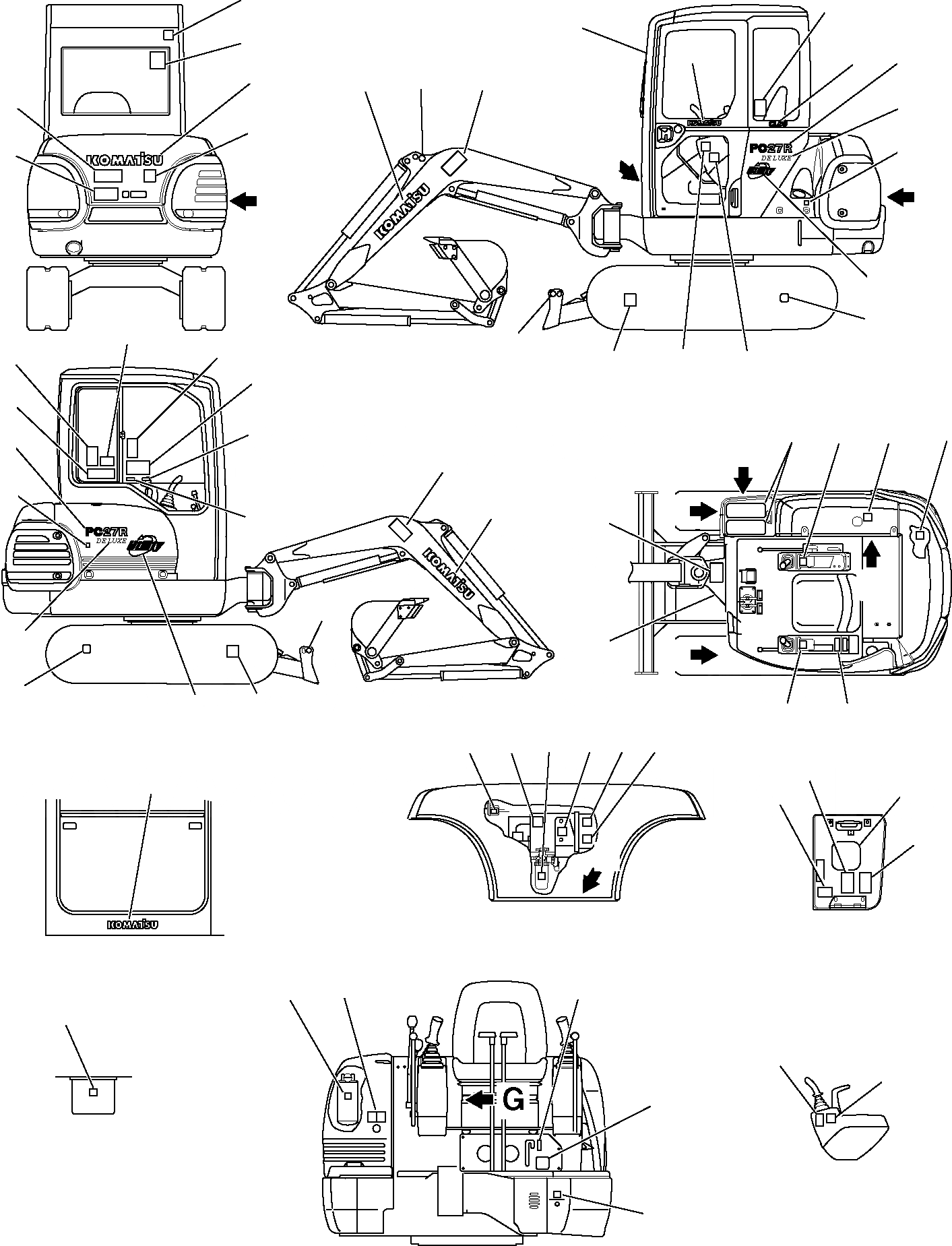 Схема запчастей Komatsu PC27R-8 DELUXE - МАРКИРОВКА (КАБИНА) МАРКИРОВКА
